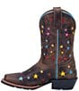 Color:Brown - Image 4 - Girls' Starlett 8#double; Star Detail Western Boots (Youth)