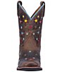 Color:Brown - Image 5 - Girls' Starlett 8#double; Star Detail Western Boots (Youth)