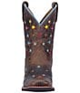 Color:Brown - Image 5 - Girls' Starlett 9#double; Star Detail Western Boots (Youth)