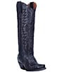Color:Black Distressed - Image 1 - Hallie Leather Tall Western Boots