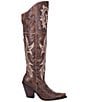 Color:Brown - Image 2 - Jilted Leather Over-the-Knee Western Boots