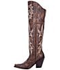 Color:Brown - Image 4 - Jilted Leather Over-the-Knee Western Boots