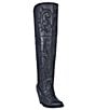 Color:Black - Image 1 - Jilted Leather Over-the-Knee Western Boots