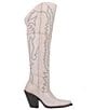 Color:White - Image 2 - Loverly Leather Over-the-Knee Western Boots