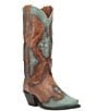 Color:Brown/Turquoise - Image 1 - Taryn Studded Leather Tall Western Boots