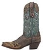 Color:Chocolate/Teal - Image 4 - Vintage Bluebird Leather Western Mid Boots