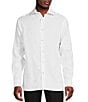 Color:Lucent White - Image 1 - Daniel Cremieux Signature Label Albini Linen Long Sleeve Woven Shirt
