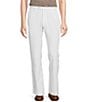 Color:White - Image 1 - Daniel Cremieux Signature Label Cotton Linen Herringbone Flat Front Pants