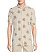 Cremieux Daniel Cremieux Signature Label Floral Printed Jersey Jacquard Short Sleeve Coatfront Shirt, Color:String - Image 1