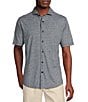 Color:Dark Navy - Image 1 - Daniel Cremieux Signature Label Jersey Jacquard Short Sleeve Coatfront Shirt