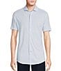 Color:Blue - Image 1 - Daniel Cremieux Signature Label Jersey Jacquard Short Sleeve Coatfront Shirt