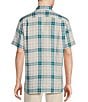 Color:Turquoise - Image 2 - Daniel Cremieux Signature Label Plaid Lyocell Linen Short-Sleeve Woven Shirt
