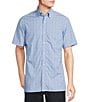 Cremieux Daniel Cremieux Signature Label Short Sleeve Button Down Poplin Windowpane Woven Shirt, Color:Blue - Image 1