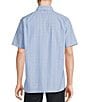 Cremieux Daniel Cremieux Signature Label Short Sleeve Button Down Poplin Windowpane Woven Shirt, Color:Blue - Image 2