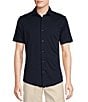 Color:Dark Navy - Image 1 - Daniel Cremieux Signature Label Solid Cotton Interlock Short Sleeve Coatfront Shirt