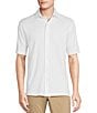 Color:Lucent White - Image 1 - Daniel Cremieux Signature Label Solid Interlock Short-Sleeve Coatfront Shirt