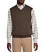 Cremieux Daniel Cremieux Signature Label V-Neck Sweater Vest, Color:Brown Heather - Image 1