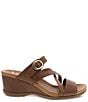 Color:Tan Glazed Calf - Image 2 - Ana Strappy Leather Wedge Slide Sandals