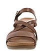 Color:Tan Glazed Calf - Image 4 - Ana Strappy Leather Wedge Slide Sandals