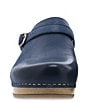 Color:Navy Burnished Full Grain - Image 5 - Berry Leather Convertible Buckle Strap Clogs