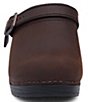 Color:Antique Brown Oiled - Image 4 - Ingrid Oiled Leather Buckle Clogs