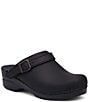 Color:Black Oiled - Image 1 - Ingrid Oiled Leather Buckle Clogs