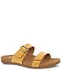 Color:Yellow Calf - Image 1 - Justine Leather Slide Sandals