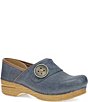 Dansko Professional Button Denim Leather Clogs - Image 1