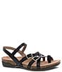 Color:Black Waxy Burnished - Image 1 - Roslyn Leather Strappy Thong Sandals