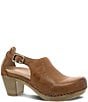 Color:Tan - Image 1 - Sassy Burnished Leather Studded Ankle Strap Clogs