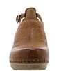 Color:Tan - Image 5 - Sassy Burnished Leather Studded Ankle Strap Clogs