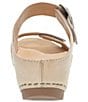 Color:Linen Milled Burnished - Image 3 - Tanya Burnished Leather Buckle Wedge Sandals