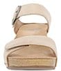 Color:Linen Milled Burnished - Image 4 - Tanya Burnished Leather Buckle Wedge Sandals