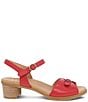 Color:Poppy Nappa - Image 2 - Tessie Leather Block Heel Sandals