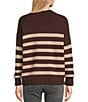 Daze Carlyle Stripe Long Sleeve Sweater, Color:Brown Oat Stripe - Image 2
