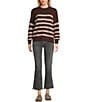 Daze Carlyle Stripe Long Sleeve Sweater, Color:Brown Oat Stripe - Image 3