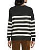 Daze Carlyle Stripe Long Sleeve Sweater, Color:Black Ivory Stripe - Image 2