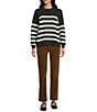 Daze Carlyle Stripe Long Sleeve Sweater, Color:Black Ivory Stripe - Image 3