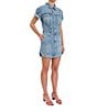 Daze Short Sleeve Button Front Topanga Denim Mini Dress - Image 3