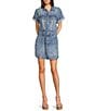 Daze Short Sleeve Button Front Topanga Denim Mini Dress - Image 4