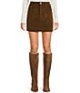 Daze Stash Crushed Cognac A-Line Mini Skirt, Color:Cognac - Image 1