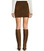 Daze Stash Crushed Cognac A-Line Mini Skirt, Color:Cognac - Image 2