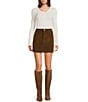 Daze Stash Crushed Cognac A-Line Mini Skirt, Color:Cognac - Image 3