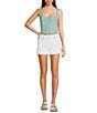 Daze Troublemaker High Rise Frayed Hem Shorts, Color:Vanilla - Image 3