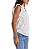 Color:White Embroidered - Image 3 - Ellie Sleeveless Ruffle Blouse