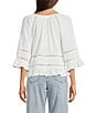 Dear John Sybil Woven Split V-Neck 3/4 Sleeve Ruffle Blouse - Image 2