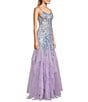 Color:Lilac - Image 3 - 3D Sequin Sweetheart Neck Spaghetti Strap Mesh Corset Bodice Open Back Mermaid Gown