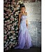 Color:Lilac - Image 6 - 3D Sequin Sweetheart Neck Spaghetti Strap Mesh Corset Bodice Open Back Mermaid Gown