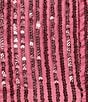 Color:Pink - Image 4 - Border Floral Placement Sequin V-Neck Spaghetti Strap Side Slit Gown