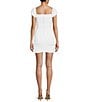 Color:White - Image 2 - Cap Short Sleeve Shiny Stretch Lycra Dress